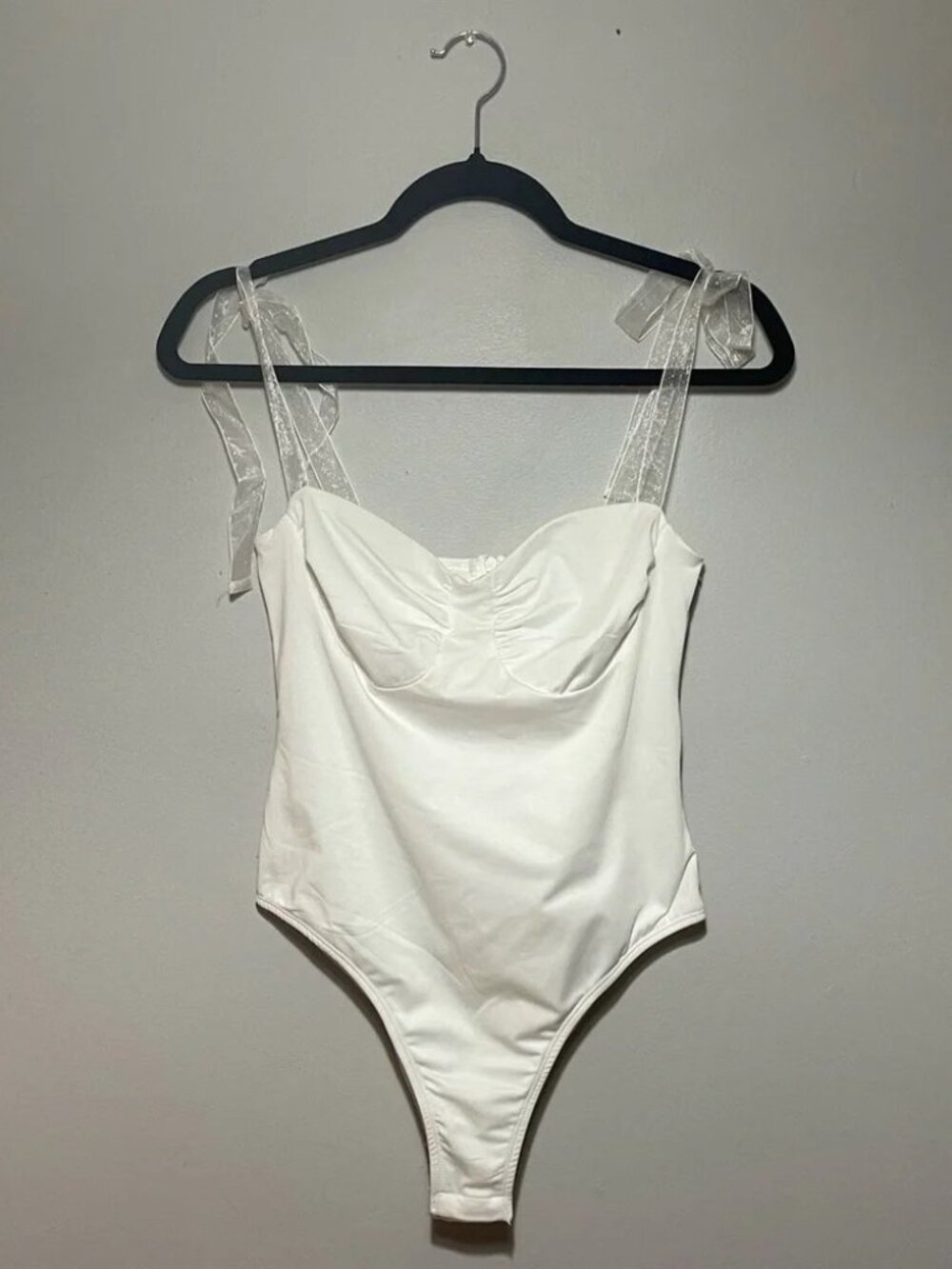 Organza Tie-Strap Sweetheart Bodysuit